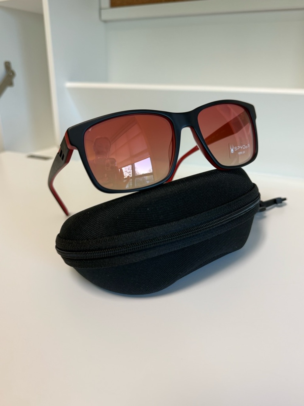 Spyder Matte Black/Red Frame Men's Sunglasses: NEW